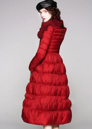 Luxury red duck down coat oversize  snow jackets big hem Elegant Jackets - bagstylebliss