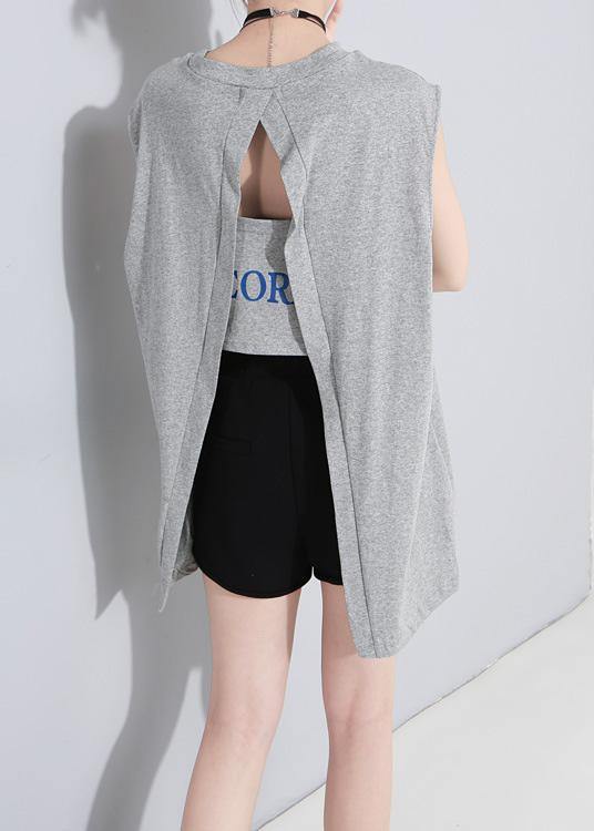 Modern Backless cotton clothes For Women Tutorials gray tops summer - bagstylebliss