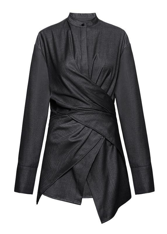 Modern Black Button Cotton Long sleeve Spring Top - bagstylebliss