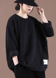 Modern Black Casual Loose Sweatshirts Top - bagstylebliss