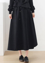Modern Black Cinched Pockets Asymmetrical design Skirt - bagstylebliss