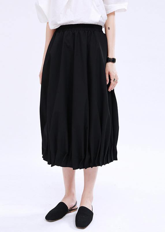 Modern Black Elastic Waist Box Pleats Skirts Summer - bagstylebliss