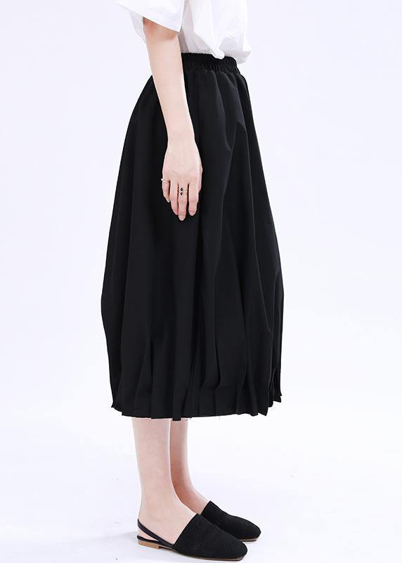 Modern Black Elastic Waist Box Pleats Skirts Summer - bagstylebliss