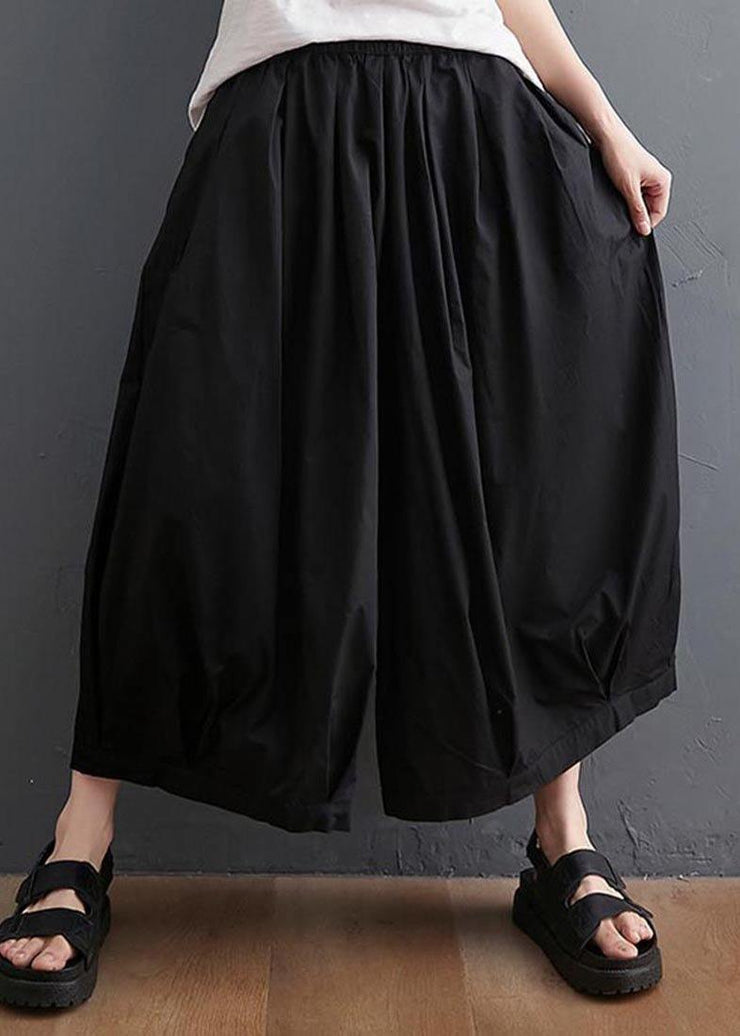 Modern Black High Waist asymmetrical design Summer Cotton Linen Pants - bagstylebliss