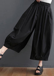 Modern Black High Waist asymmetrical design Summer Cotton Linen Pants - bagstylebliss
