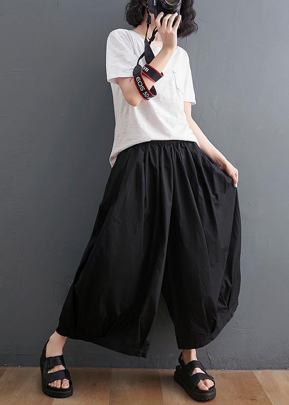 Modern Black High Waist asymmetrical design Summer Cotton Linen Pants - bagstylebliss