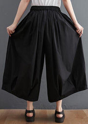 Modern Black High Waist asymmetrical design Summer Cotton Linen Pants - bagstylebliss