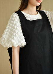 Modern Black Square Collar Pockets Summer Cotton Dresses Sleeveless - bagstylebliss