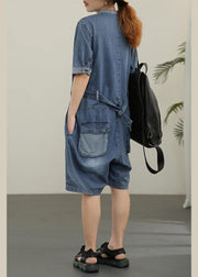 Modern Blue Pockets shorts Jumpsuit Shorts Summer - bagstylebliss