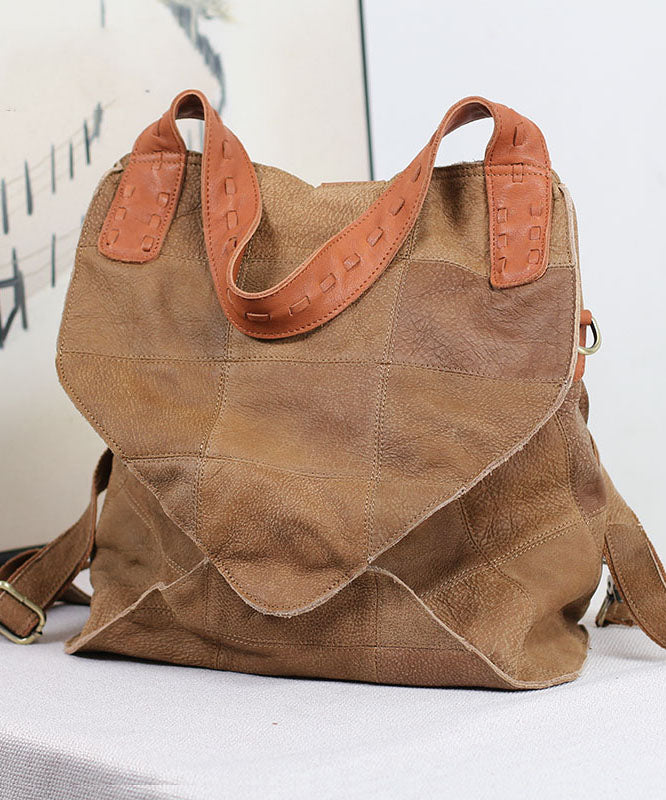 Moderne braune Kalbsleder Satchel Handtasche Rucksack Tasche