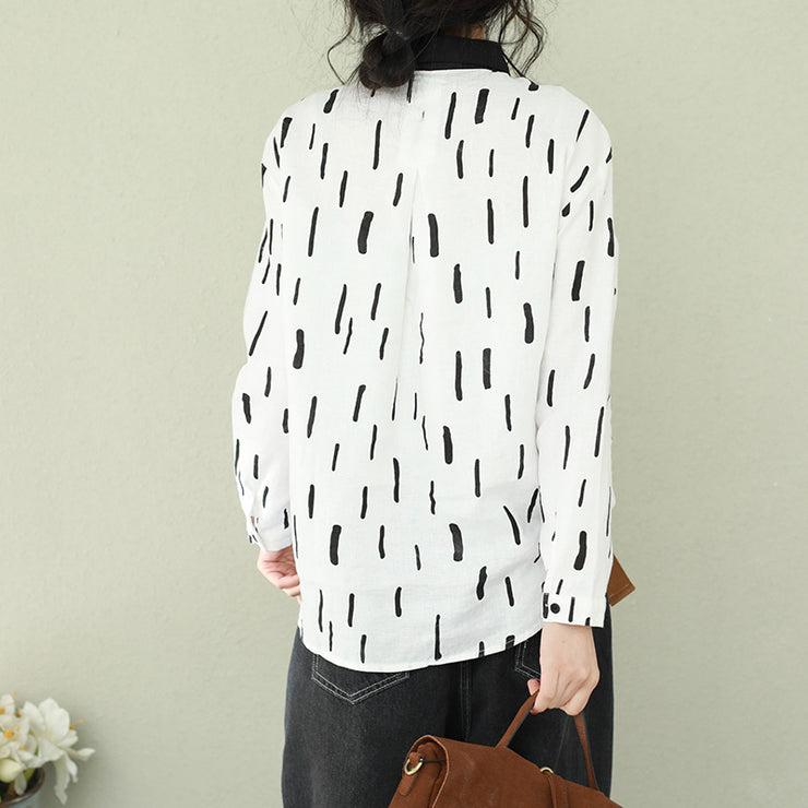 Modern Button Down linen Long Shirts Omychic Tunic Tops white lapel loose blouse