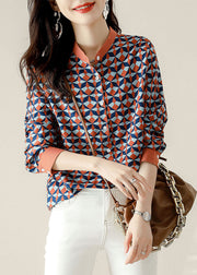 Modern Caramel Print Cotton Shirt Top Spring