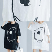 Modern Cartoon print Cotton Long Shirts Fabrics white Dress summer - bagstylebliss