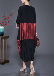 Modern Colorblock Oversized Patchwork Silk Vacation Dresses Fall