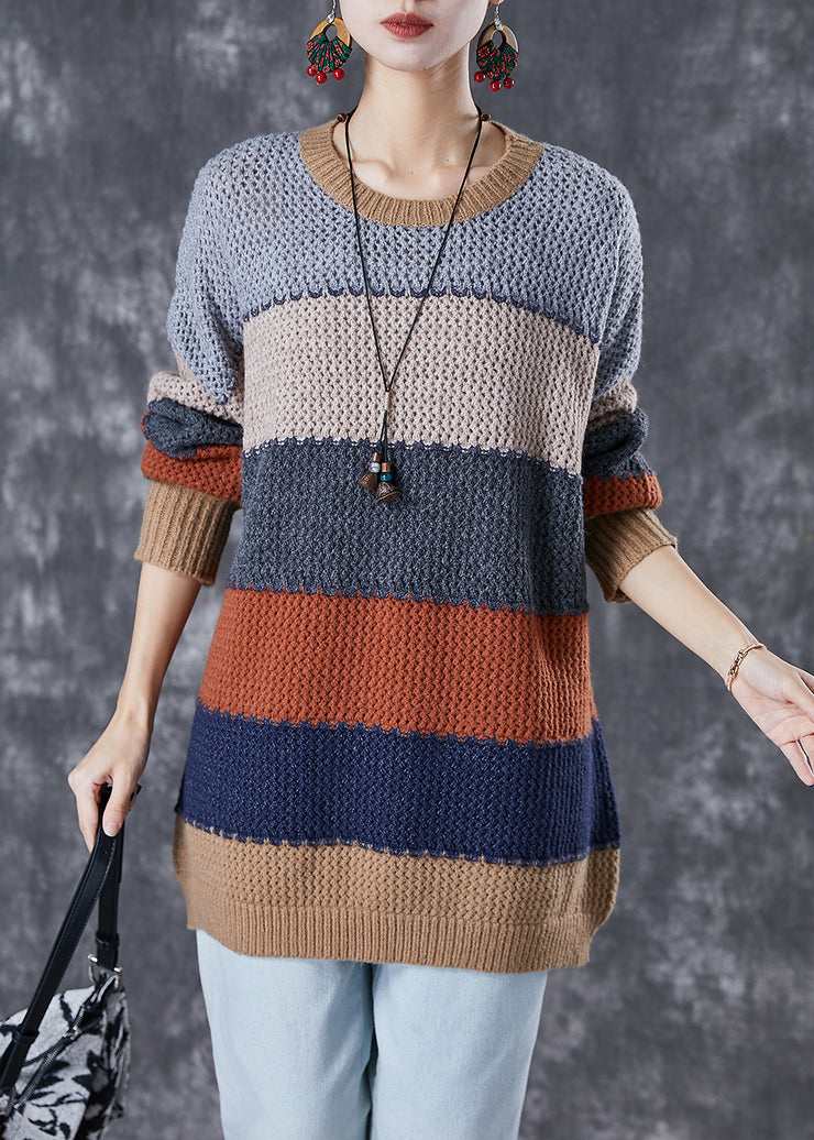 Modern Colorblock Oversized Patchwork Thick Knit Top Winter