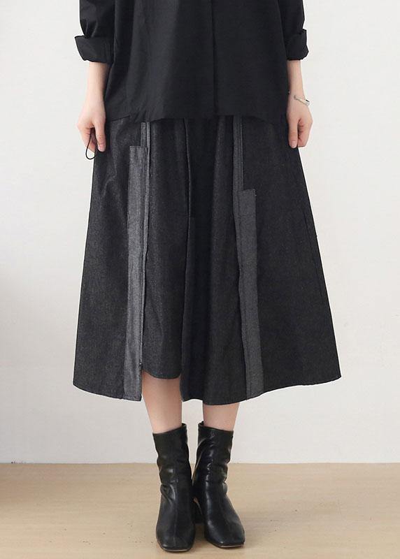 Modern Dark Grey Elastic Waist A Line Fall Skirts - bagstylebliss