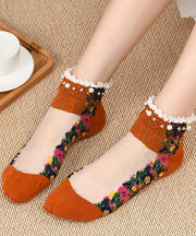 Modern Embroidered Patchwork Hollow Out Sheer Mesh Socks