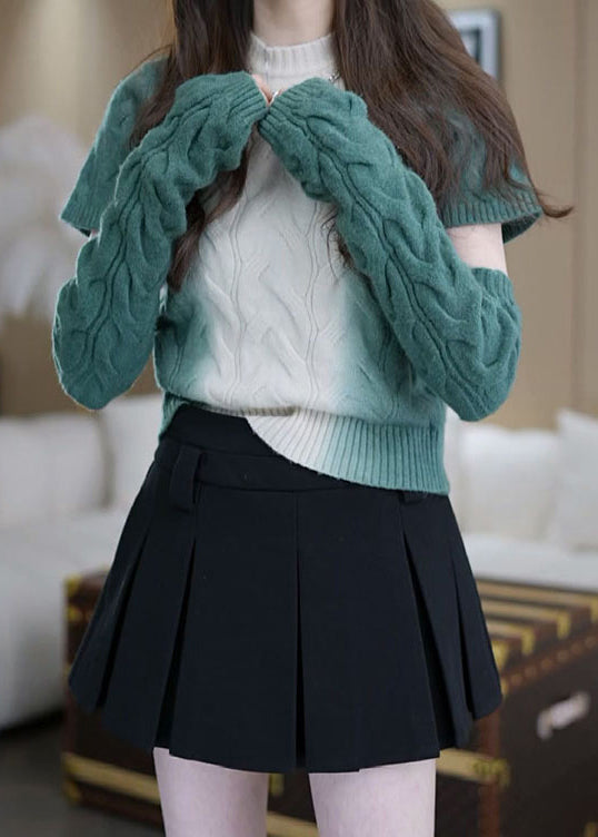 Modern Green Gradient Color Silm Fit Knit Sweater Tops Winter