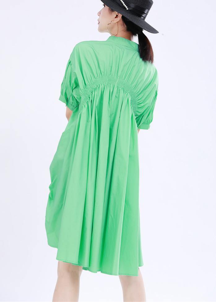 Modern Green asymmetrical design Cotton Summer Dress - bagstylebliss