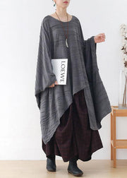 Modern Grey Wrinkled Knit Fall Long Sleeve Shirt - bagstylebliss