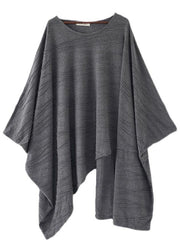 Modern Grey Wrinkled Knit Fall Long Sleeve Shirt - bagstylebliss