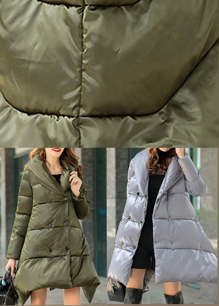 Modern Grey asymmetrical design Thick Winter Duck Down Coat