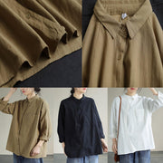 Modern Lapel Pockets Spring Clothes Pattern Black Blouses - bagstylebliss