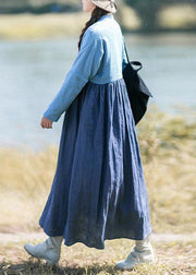 Modern Light Blue Robes Stand Asymmetrical Robe Spring Dress - bagstylebliss