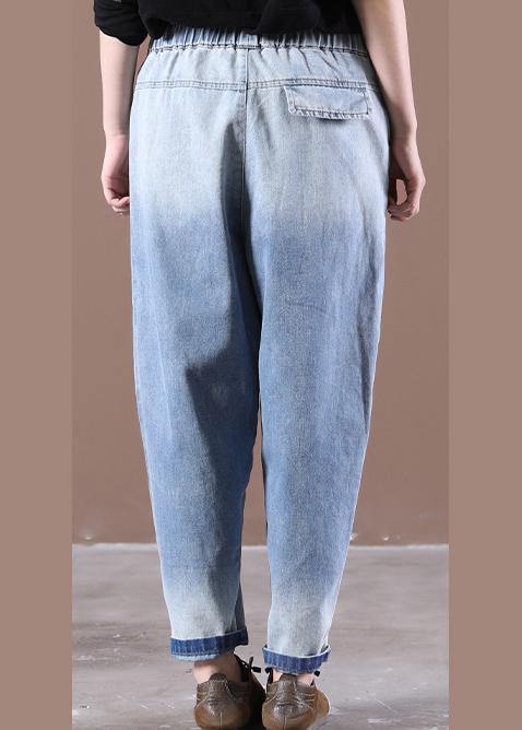 Modern Light Blue Trousers Thin Spring Pockets Sewing Casual Pants - bagstylebliss