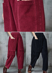 Modern Mulberry Oversized PocketsPatchwork Corduroy Pants Spring