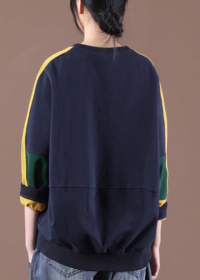 Modern Navy Patchwork Sweatshirt - bagstylebliss