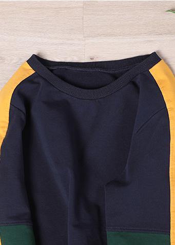 Modern Navy Patchwork Sweatshirt - bagstylebliss
