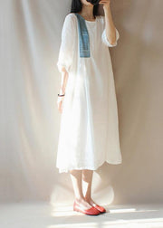 Modern O Neck Patchwork Clothes Photography White Loose Dresses - bagstylebliss