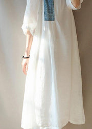 Modern O Neck Patchwork Clothes Photography White Loose Dresses - bagstylebliss