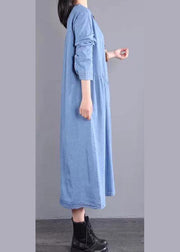 Modern O Neck Pockets Spring Fashion Ideas Blue Maxi Dresses - bagstylebliss