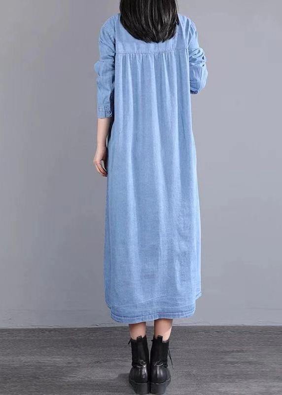 Modern O Neck Pockets Spring Fashion Ideas Blue Maxi Dresses - bagstylebliss