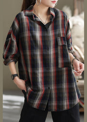 Modern Peter Pan Collar Plaid Cotton Shirts Spring