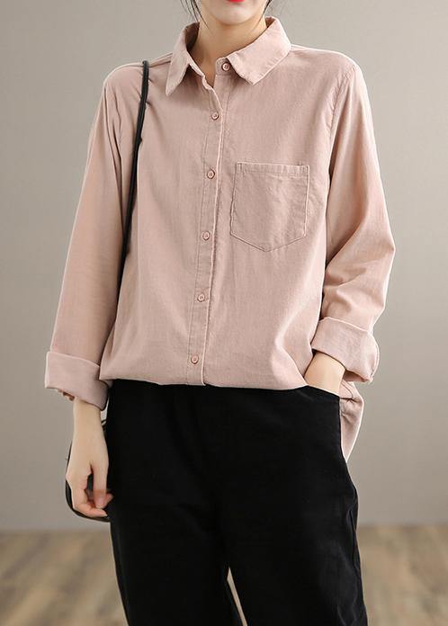 Modern Pink Clothes For Women Lapel Pockets Spring Tops - bagstylebliss