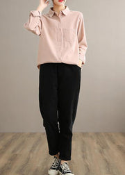 Modern Pink Clothes For Women Lapel Pockets Spring Tops - bagstylebliss