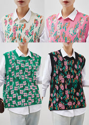 Modern Pink Jacquard Knit Pullover Vests Winter