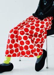 Modern Red Pockets Print Straight Pants Fall