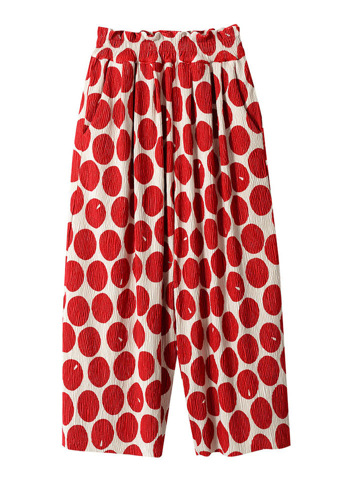 Modern Red Pockets Print Straight Pants Fall