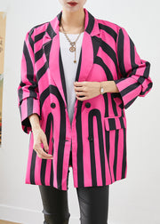 Modern Rose Lapel Zebra Pattern Striped Spandex Coat Fall