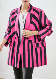 Modern Rose Lapel Zebra Pattern Striped Spandex Coat Fall