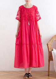 Modern Rose PatchworkPrint Cotton Party Summer Dress - bagstylebliss