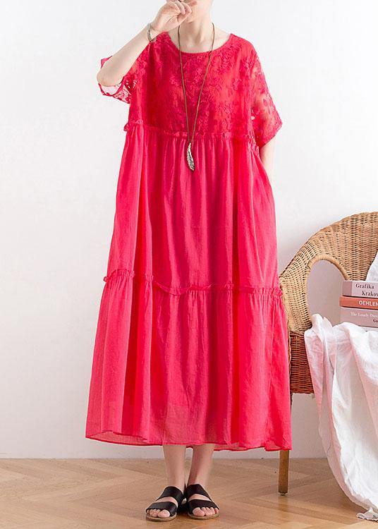 Modern Rose PatchworkPrint Cotton Party Summer Dress - bagstylebliss