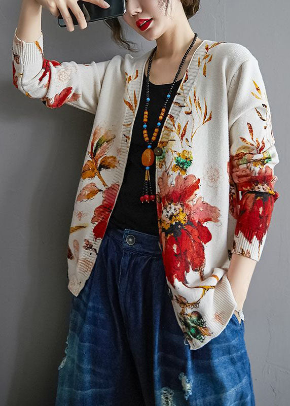 Modern White Oversized Tie Dye Knit Cardigan Winter