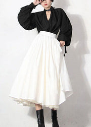 Modern White Patchwork Lace Summer A Line Skirts - bagstylebliss
