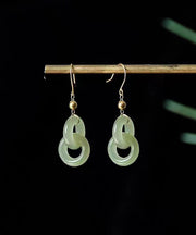 Modern White Silver Patchwork Jade Drop Earrings