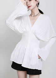 Modern White V Neck flare sleeve Top - bagstylebliss